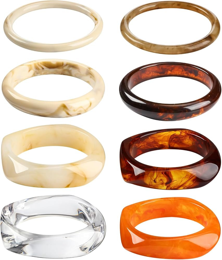 Liliaafar 8 Pcs Colorful Acrylic Resin Chunky Bangle Bracelets for Women Punk Geometric Wristband... | Amazon (US)
