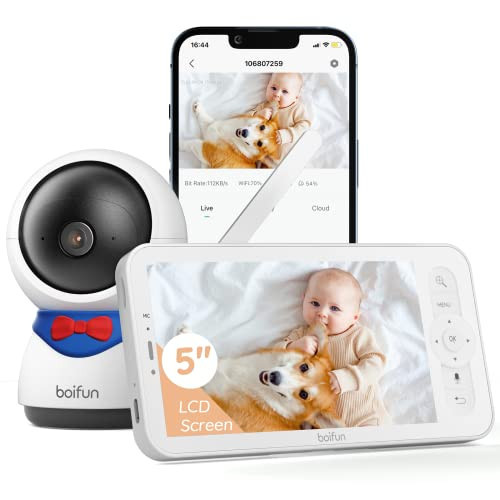 BOIFUN 5" Baby Monitor, 1080P WiFi Baby Camera Via App and Screen Control, Night Vision, 2-Way Talk, Cry& Motion Detection, Record & Playback, Lullabies, Phone App, Works with iOS, Android | Amazon (US)