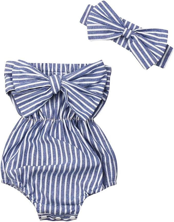 Newborn Kids Baby Girls Clothes Floral Jumpsuit Romper Playsuit + Headband Outfits | Amazon (US)