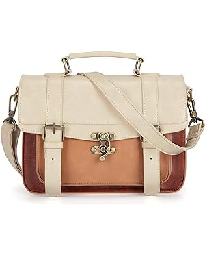 ECOSUSI Women PU Leather Satchel Purse Vintage Small College Crossbody Messenger Bag Work Cross-b... | Amazon (US)