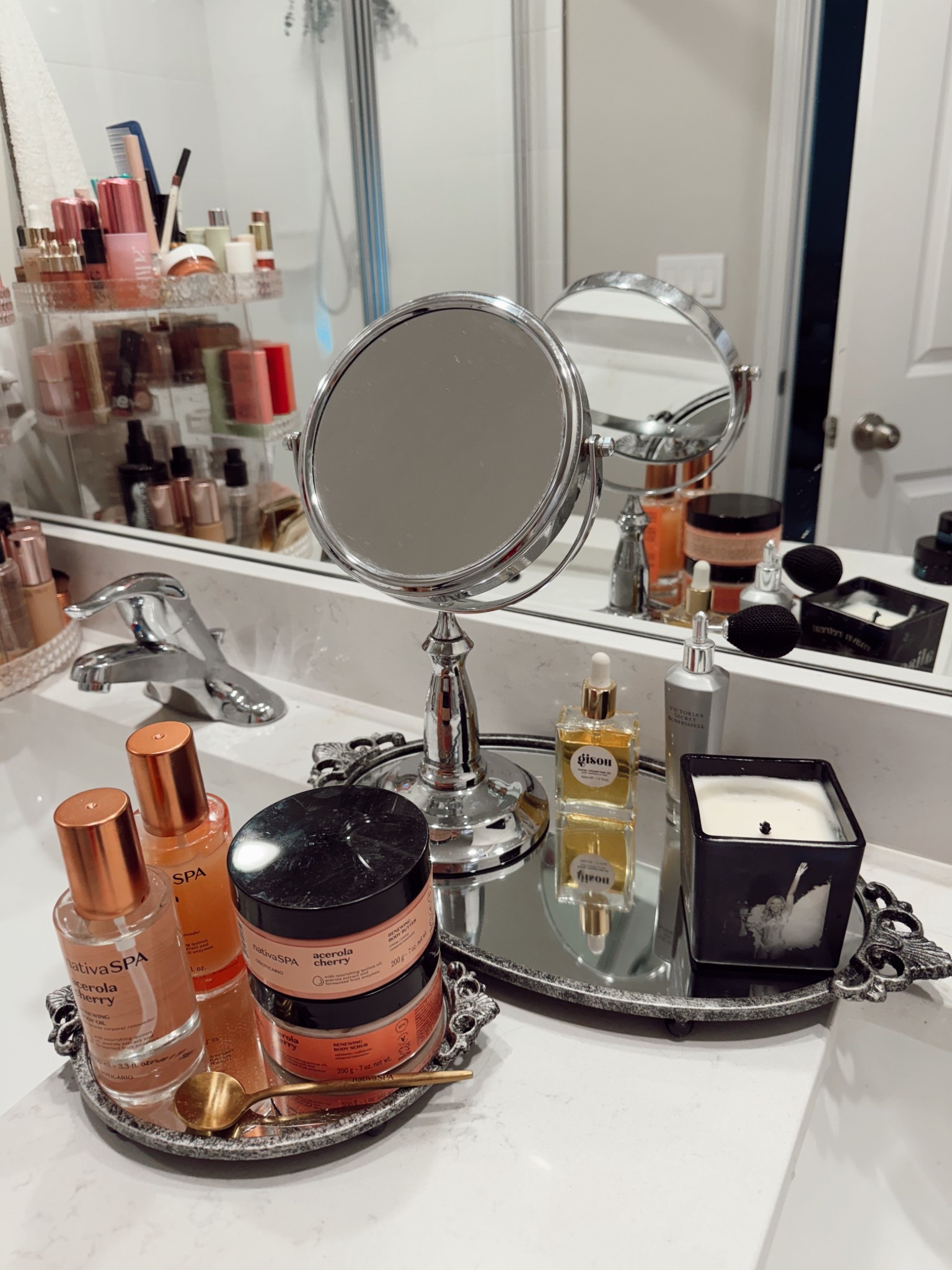 QVC  Vintage Mirrored Tray Set #decor #bathroomdecor 

#LTKHome