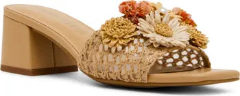 Dia Straw Flower Slide Sandal (Women) | Nordstrom