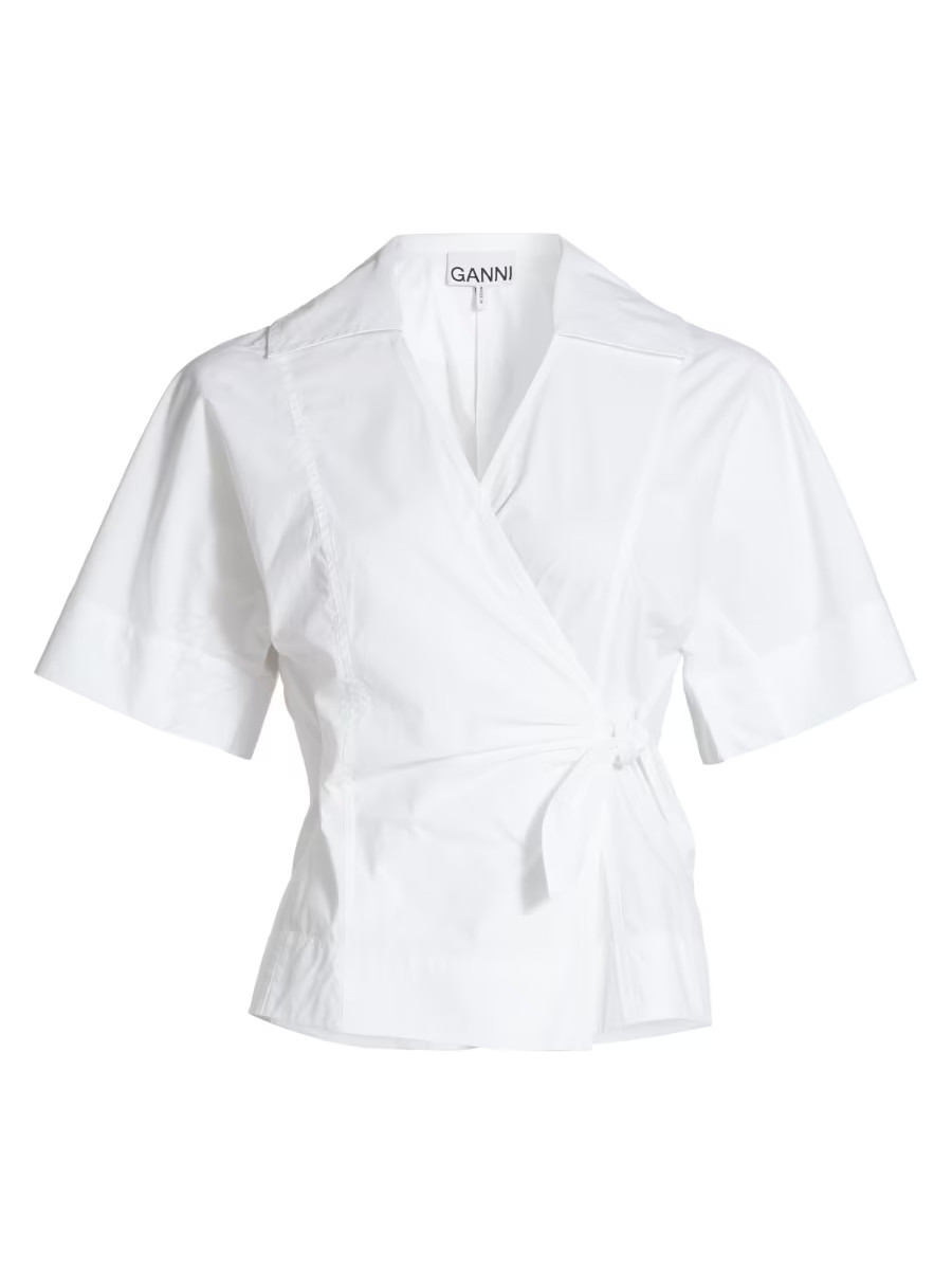 Cotton Poplin Wrap Top | Saks Fifth Avenue