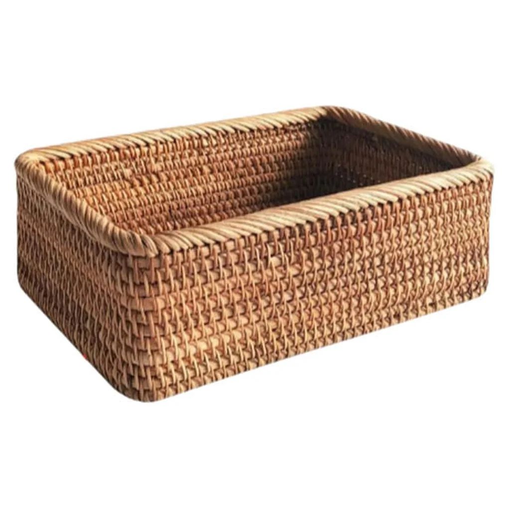 BrowQuartz Hand-woven Rattan Basket Tea Snack Container Rectangular Shape Storage Box Table Decor... | Walmart (US)