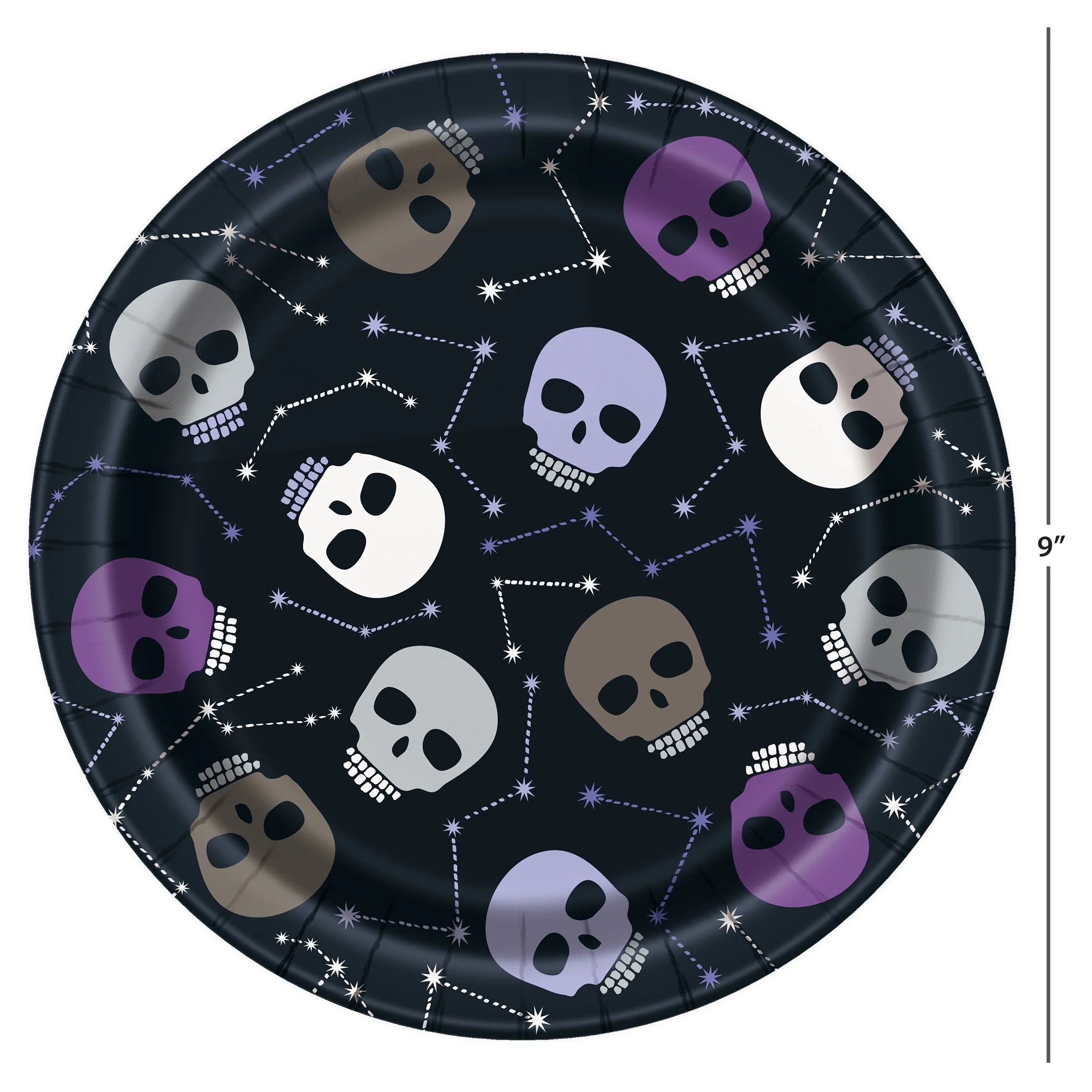 Halloween Black & Purple Skull Paper Party Plates, 9", 8 Count, by Way To Celebrate | Walmart (US)