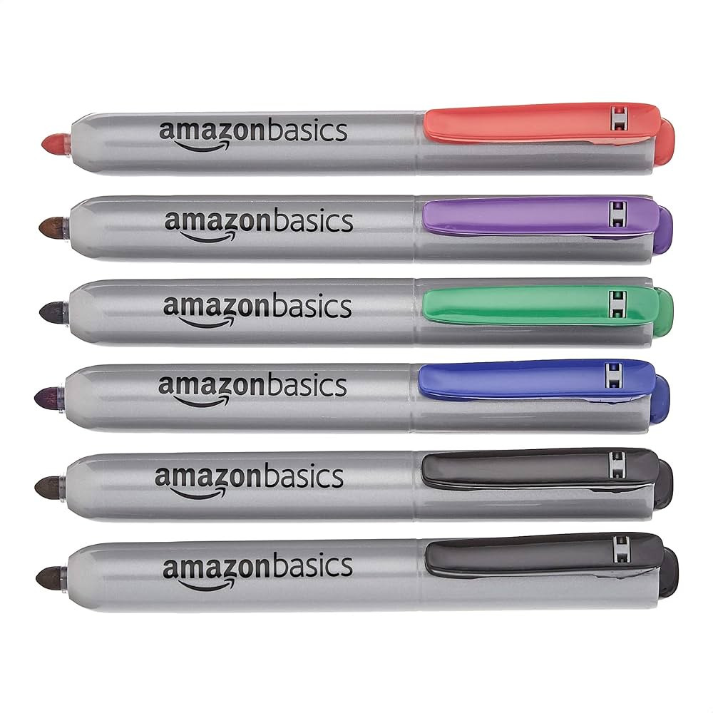 Amazon Basics Jumbo Retractable Permanent Markers - Assorted Colors, 6 Count | Amazon (US)