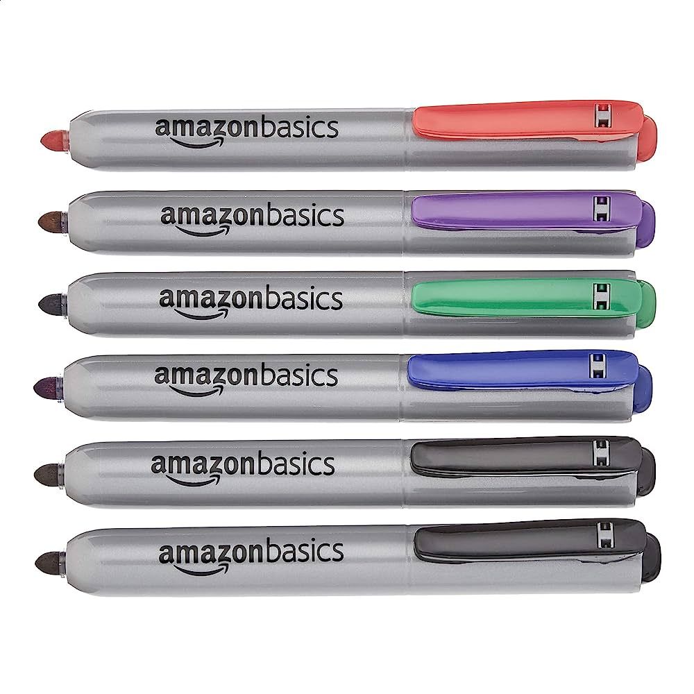 Amazon Basics Jumbo Retractable Permanent Markers - Assorted Colors, 6 Count | Amazon (US)