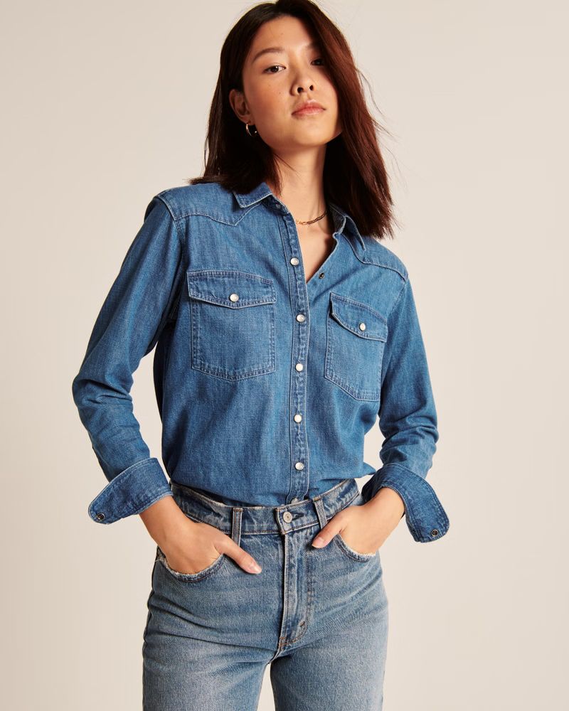 Relaxed Boyfriend Western Shirt | Abercrombie & Fitch (US)