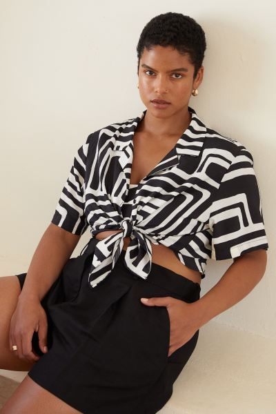 Resort Shirt - Black/patterned - Ladies | H&M US | H&M (US + CA)