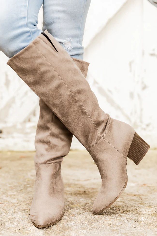 Marlee Taupe Pointed Toe Suede Boots FINAL SALE | Pink Lily