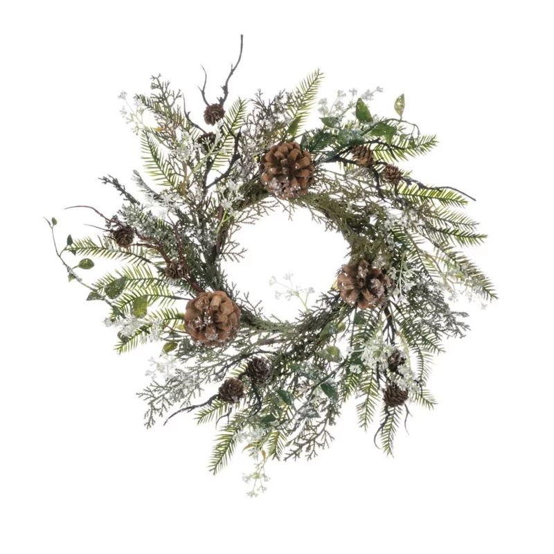 Iced Pine Cone 20" Plastic Wreath | Wayfair North America