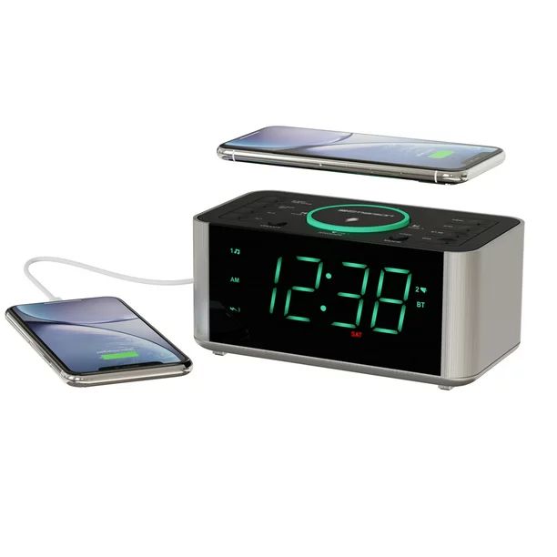 Emerson Alarm Clock Radio and Wireless Charger with Bluetooth, Compatible with iPhone XS Max/XR/X... | Walmart (US)