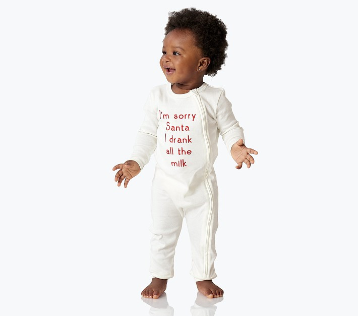 Sorry Santa I Drank All the Milk Organic Nursery Pajama | Pottery Barn Kids