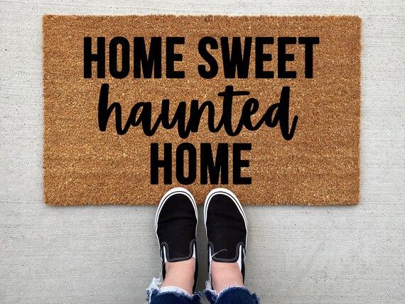 Home Sweet Haunted Home doormat, Halloween Doormat, pumpkin, fall decor, personalized doormat, fu... | Etsy (US)