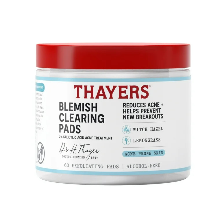 Thayers Natural Remedies Blemish Clearing Pads, 2% Salicylic Acid Acne Treatment - 60ct | Walmart (US)