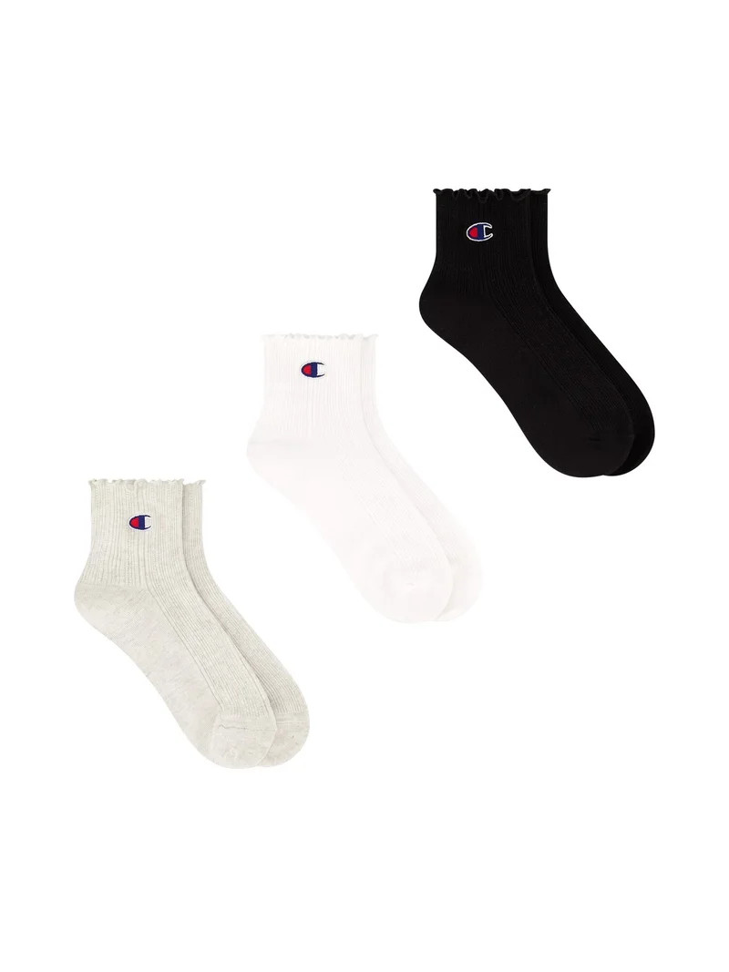 Champion Women\u2019s Heritage Collection Lightweight Cotton Blended Ankle Socks, 3 Pack, Sizes 4... | Walmart (US)