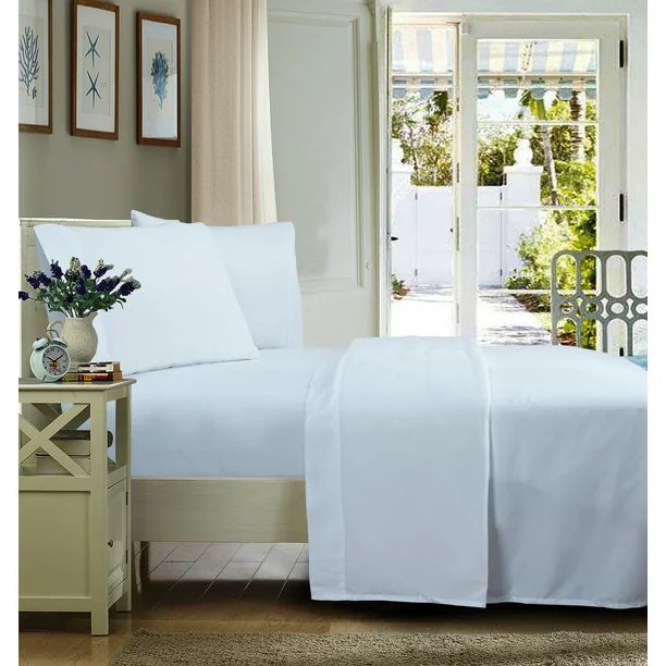 Mainstays Soft Wrinkle Resistant Microfiber King Arctic White Sheet Set | Walmart (US)