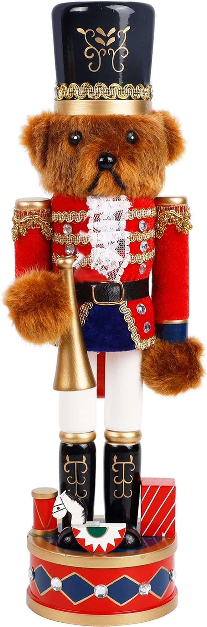 Joliyoou 14 Inch Christmas Nutcracker Figures, Wooden Nutcracker Bear Drummer Ornaments, Large Xm... | Amazon (US)
