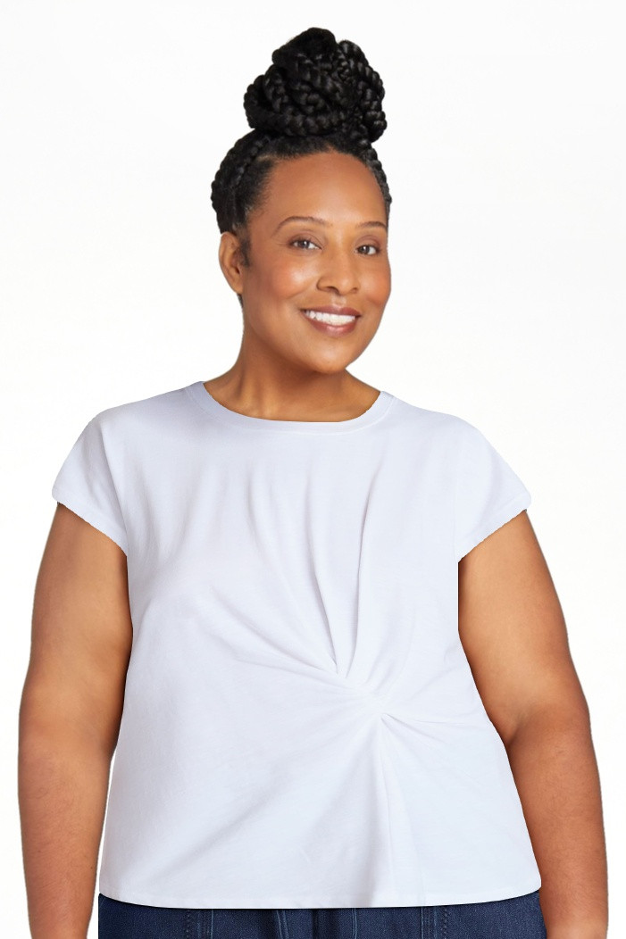Time and Tru Women's Twist-Front Tee with Short Sleeves, Sizes XS-XXXL | Walmart (US)