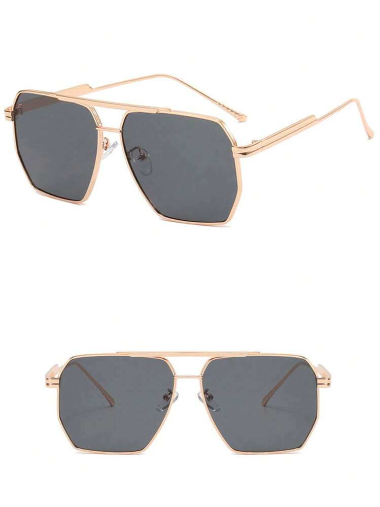 1pc Y2K Futuristic Square Double Bridge Metal Fashion Fashion Glasses, & Versatile | SHEIN