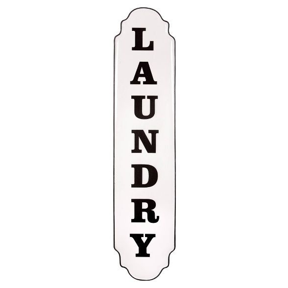 42.75" Vertical Hand Painted Laundry Tin Enamel Wall Sign Off White - Patton Wall Décor | Target