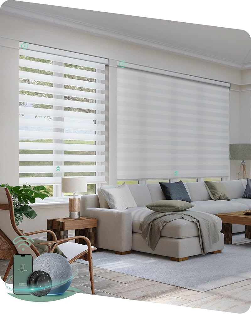 Yoolax Motorized Zebra Blinds Works with Alexa, Motorized Blinds with Remote Custom Size, Privacy... | Amazon (US)