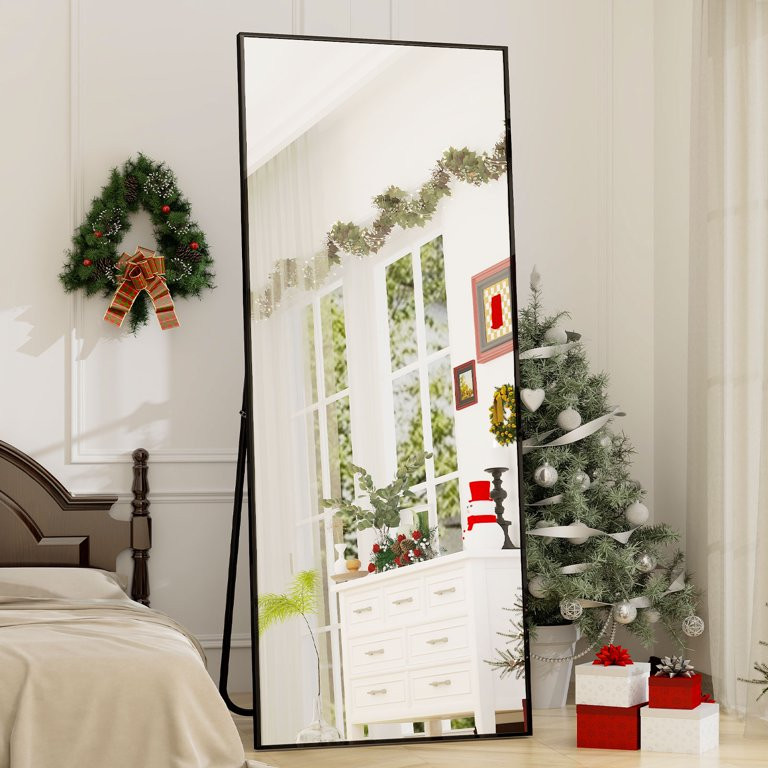 BEAUTYPEAK 64" x 21" Full Length Mirror Large Rectangle Floor Mirrors, Black | Walmart (US)