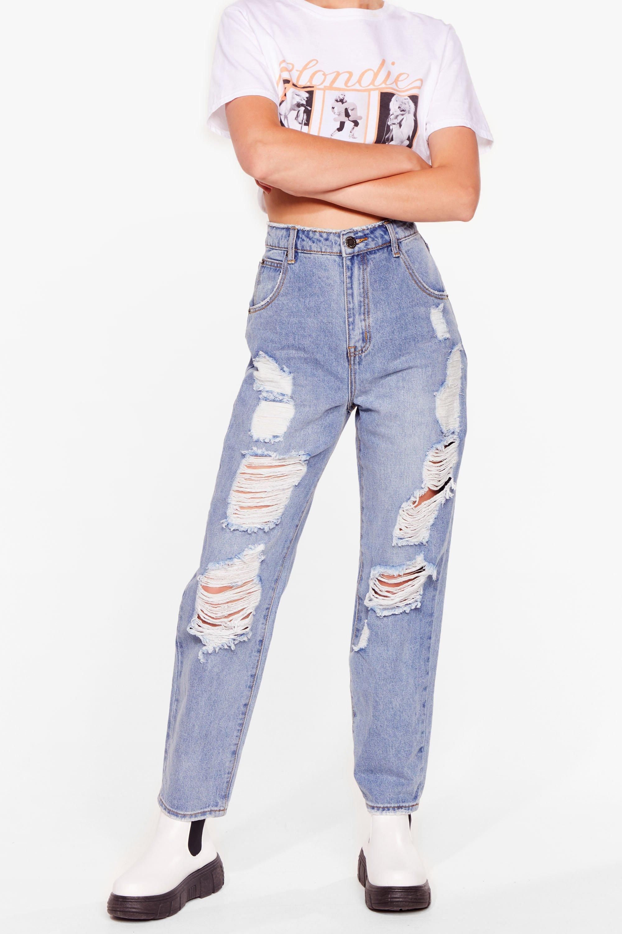 Womens Don't Shred a Tear Distressed Jeans - Light Blue | NastyGal (US & CA)