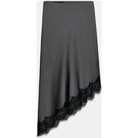 Zara - Satin Lace Skirt - Women - Dark Gray - Women | Zara US