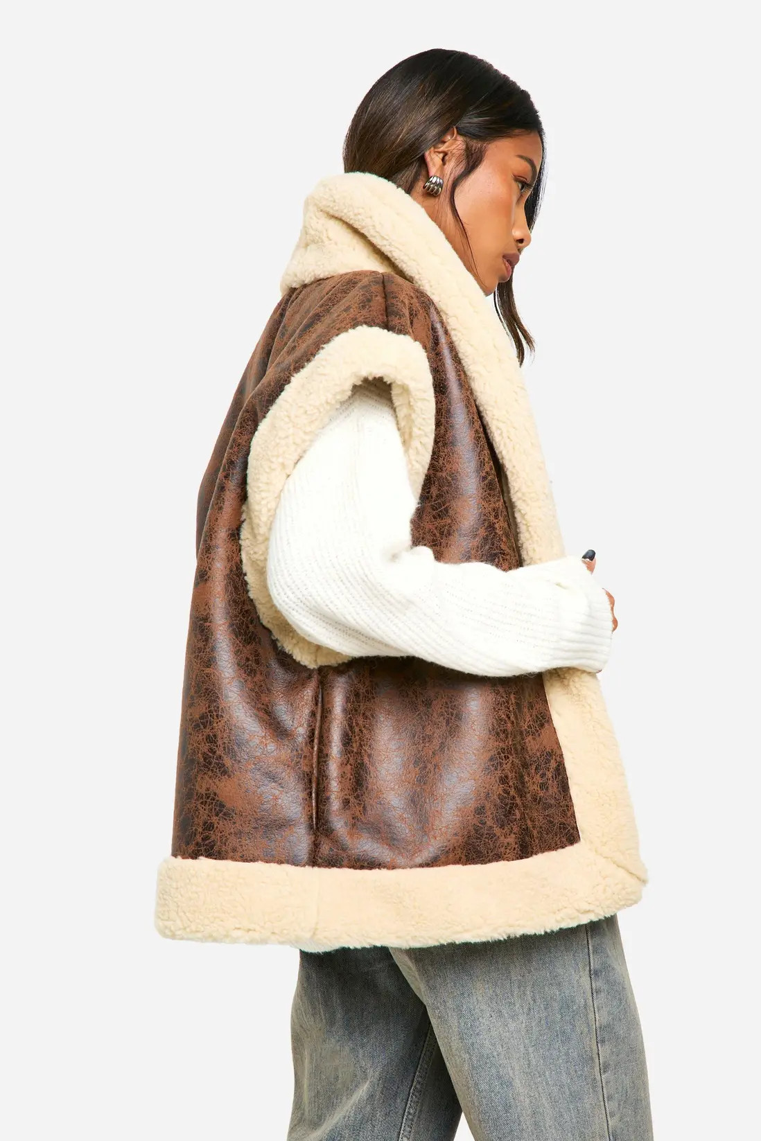 Vintage Look Bonded Aviator Gilet | Boohoo.com (UK & IE)