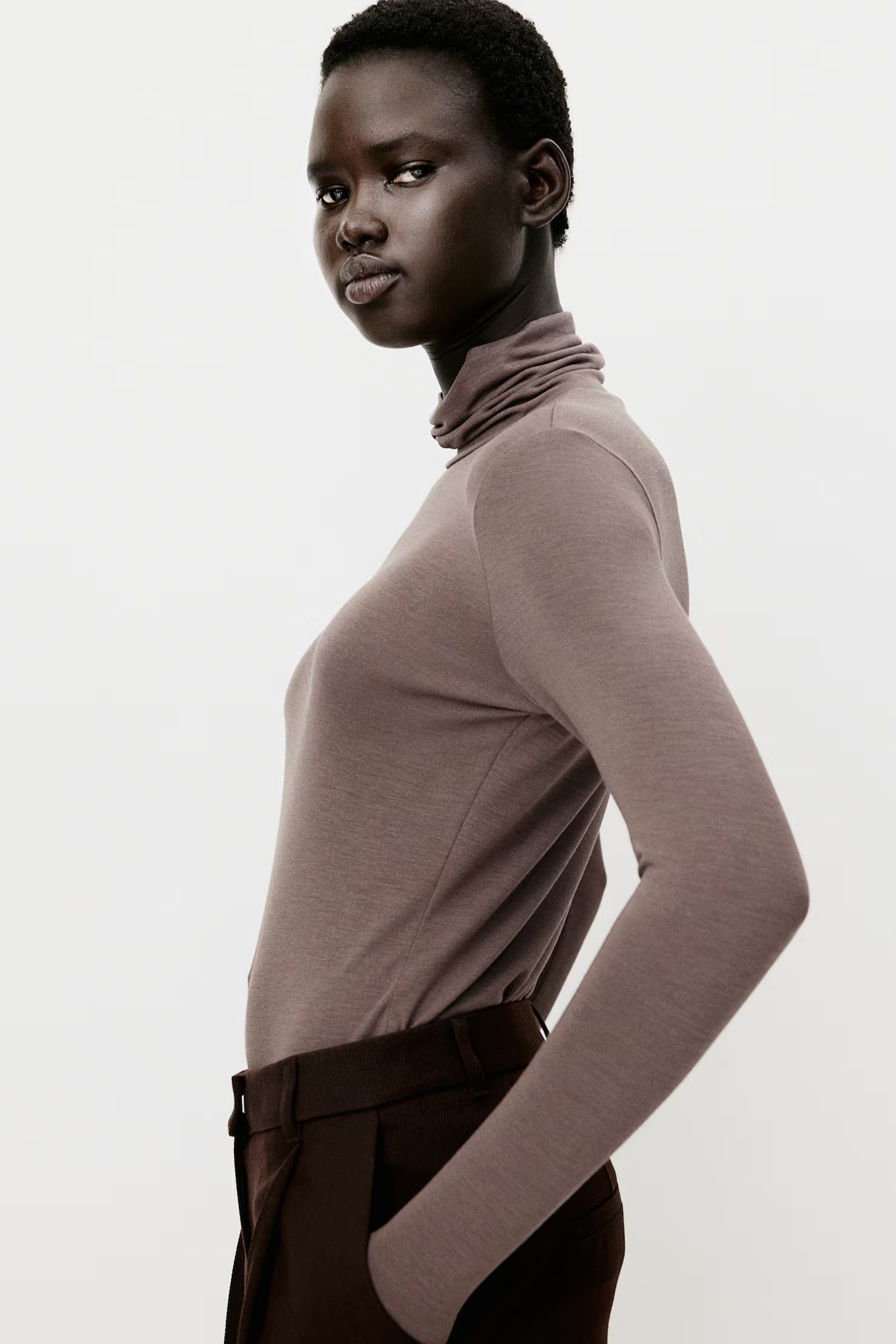 Turtleneck Top - Brown - Ladies | H&M US | H&M (US + CA)