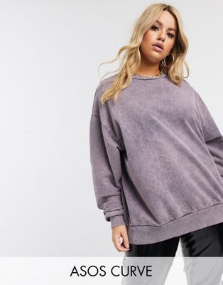 ASOS DESIGN Curve oversized washed sweatshirt in lilac | ASOS US
