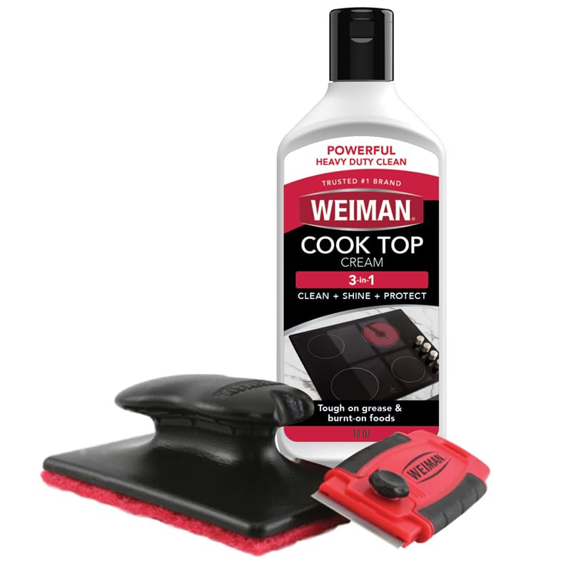 Weiman Glass & Ceramic Cooktop, Stove Top & Oven Cleaner Kit – Kitchen Cleaner Cream, 3 Scrubbi... | Amazon (US)