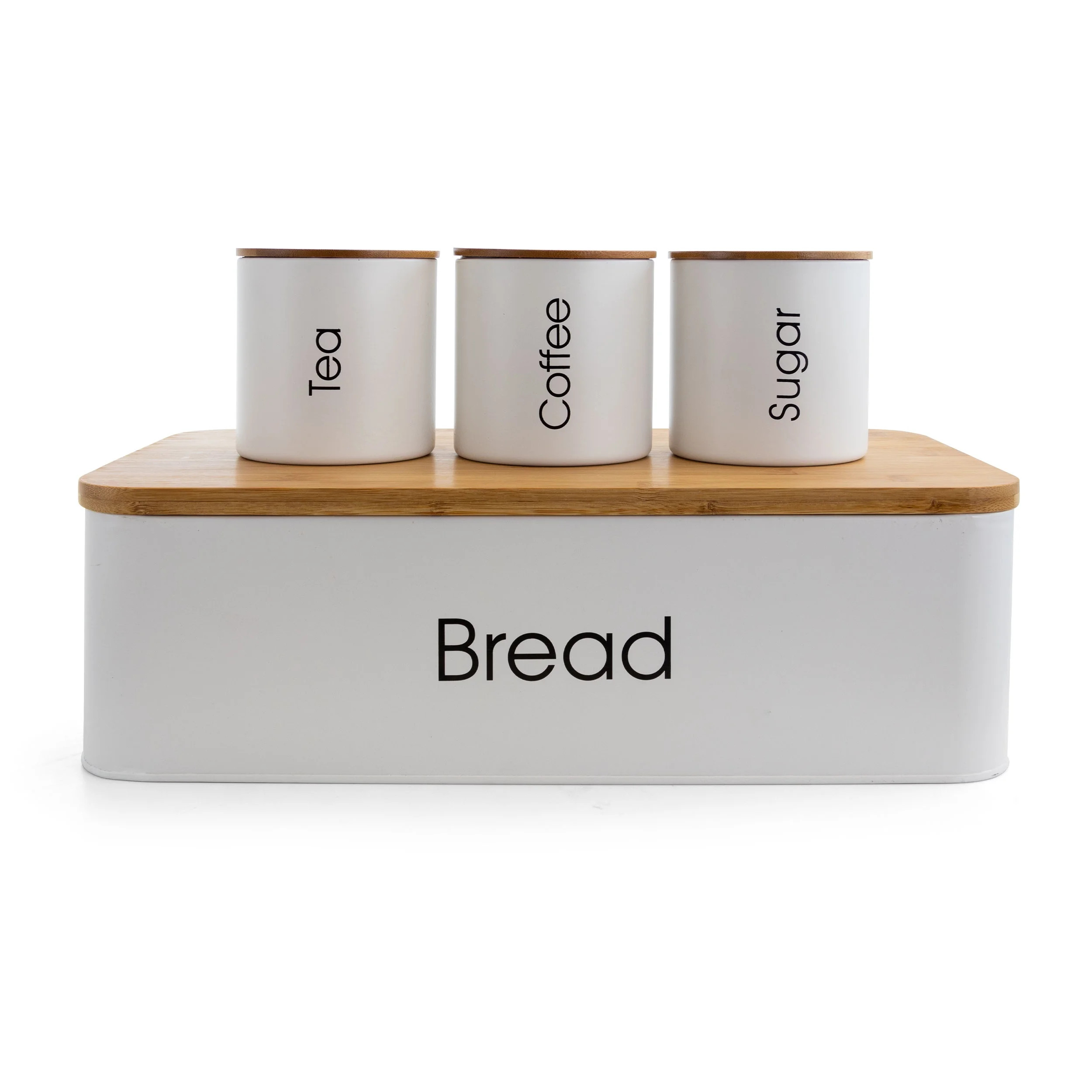 MegaChef Kitchen 4 Piece Bamboo Storage and Organization Canister Set in White | Walmart (US)