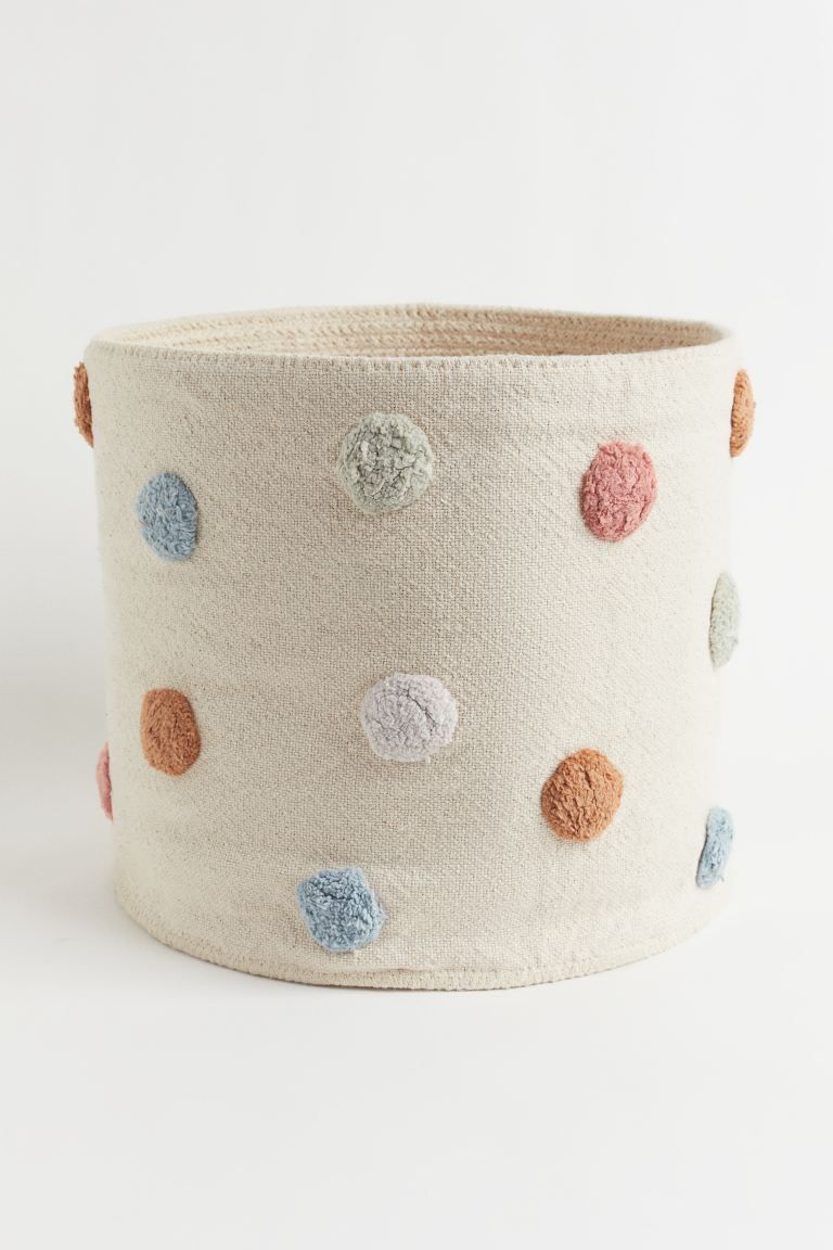 New ArrivalRound storage basket with braided interior. Woven cotton fabric outside with soft, tuf... | H&M (US + CA)