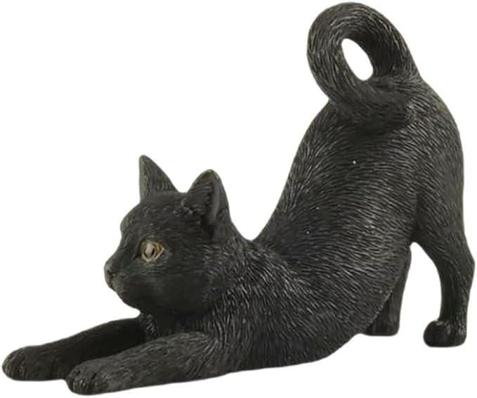 JFSM INC. 7" Black Cat Stretching Hand Painted Figurine - Gifts for Cat Lovers, Home Decor for Ca... | Amazon (US)