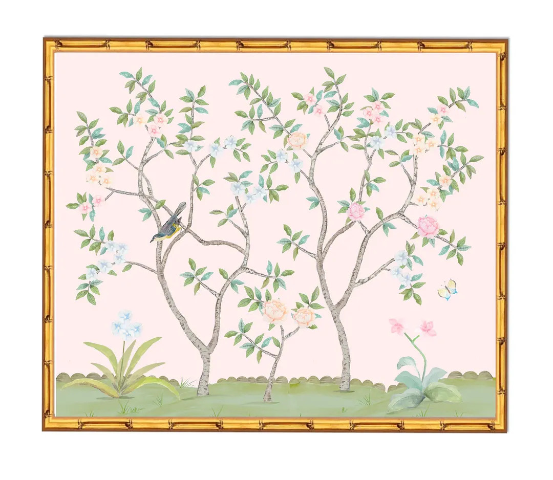 Large Hand Painted Unframed Chinoiserie Print | Botanical wall art | Nursery wall prints  | Hand-... | Etsy (US)