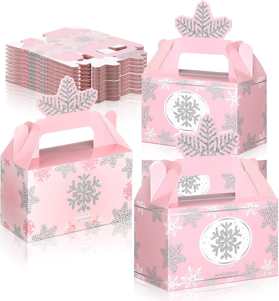 Sinmoe 12 Pcs Winter Wonderland Party Favor Box Birthday Gable Boxes Snowflake Treat Boxes Paper ... | Amazon (US)
