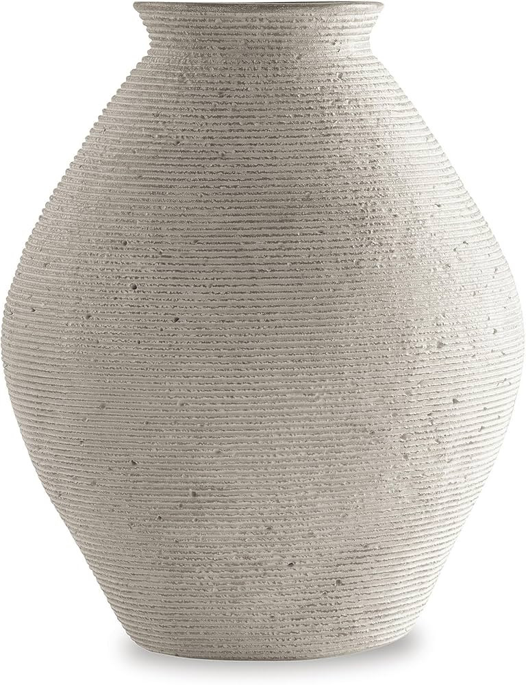Signature Design by Ashley Hannela 12" Modern Distressed Polyresin Vase, Antique Tan | Amazon (US)