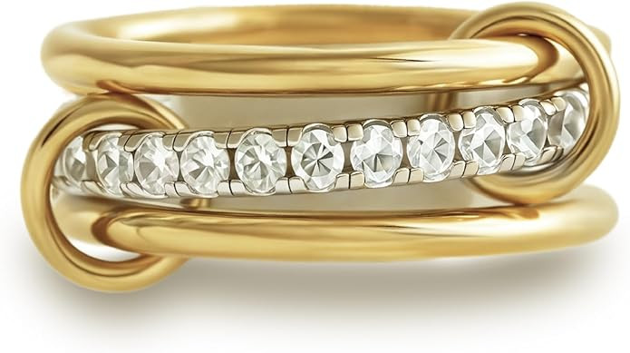 Gold Stackable Rings for Women Non Tarnish, 18k Gold Plated Cubic Zirconia Rings, Silver Gold Mul... | Amazon (US)