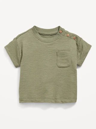 Unisex Solid Buttoned Pocket Textured-Knit T-Shirt for Baby | Old Navy (US)