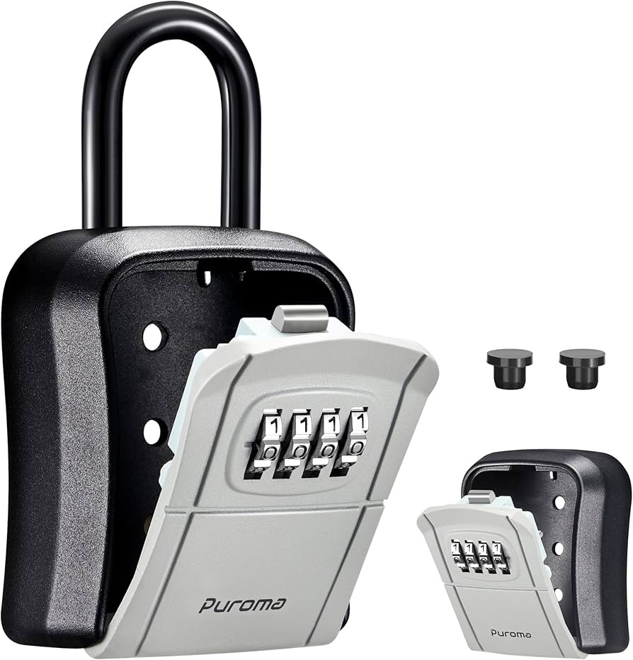 Puroma Key Lock Box, Portable Combination Lockbox Wall-Mounted Key Storage Box for House Keys, Re... | Amazon (US)