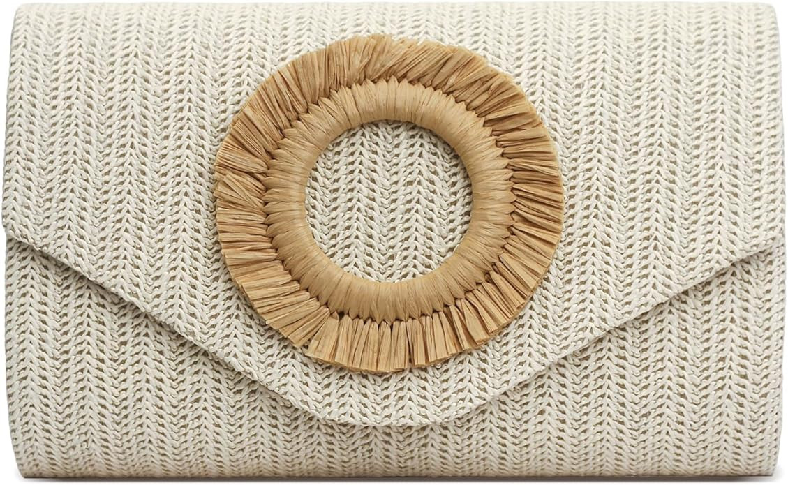Straw Clutch Purse for Women,Summer Beach Bag,Envelope Evening Clutch Handbags for Formal Party W... | Amazon (US)
