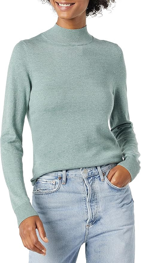 Amazon Essentials Women's Lightweight Long-Sleeve Mockneck Sweater (Available in Plus Size) | Amazon (US)