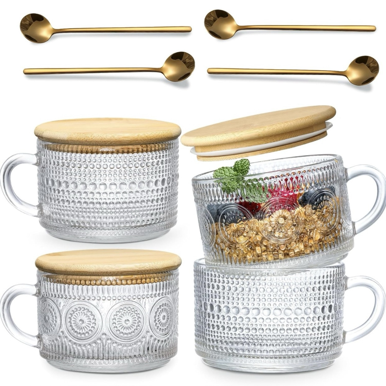 These are my new favorite item in the kitchen! Overnight oats have become far more appealing in these gorgeous glass and bamboo food containers. The handles and gold spoons are the icing on the cake. Off to look at more Pinterest recipes for my breakfast this week! Today is oats, oatmilk, chia seeds, flax, walnuts, bananas and a couple mini chocolate chips. 🤤 Here’s to a healthier year ahead! 

#LTKGiftGuide #LTKhome #LTKfindsunder50