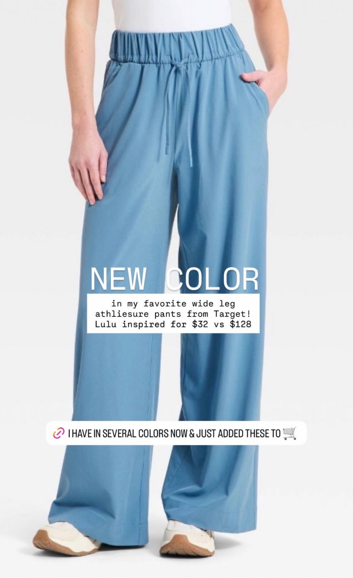 🤍 NEW COLOR  in my favorite wide leg athliesure pants from Target! 
Lulu inspired for $32 vs $128