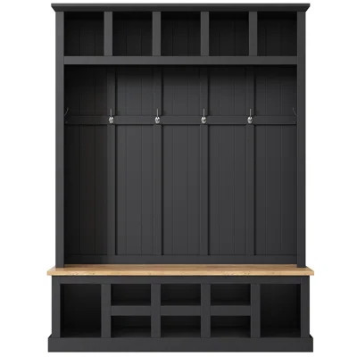 Space-saving Hall Tree, Black Mdf, Modern Entryway Organizer | Wayfair North America
