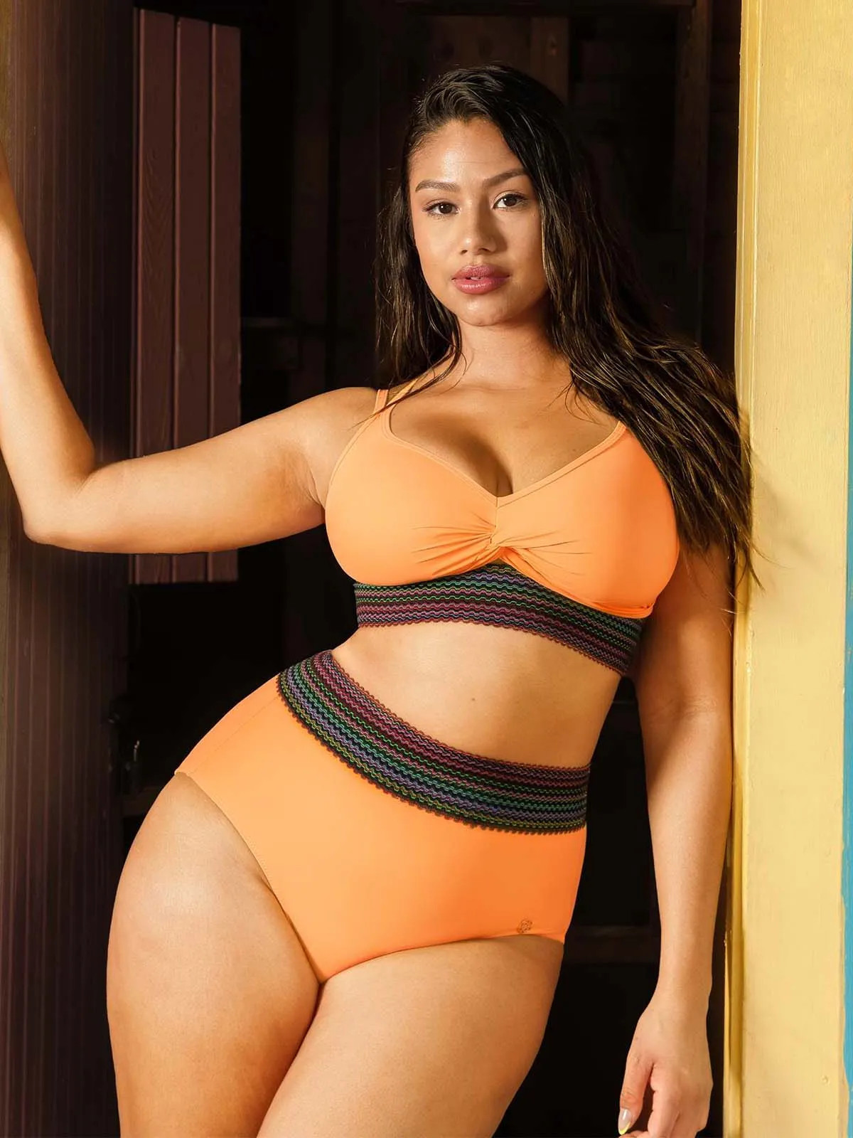 Boho Trim High Waist Tummy Control Bikini Set | Popilush