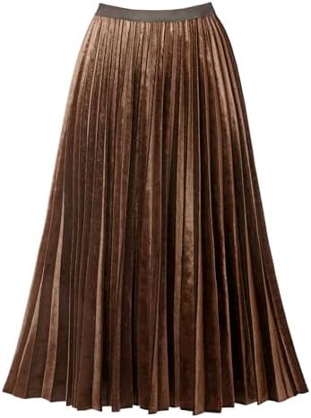 GOOBGS Women's Pleated A-Line High Waist Swing Flare Midi Skirt | Amazon (US)