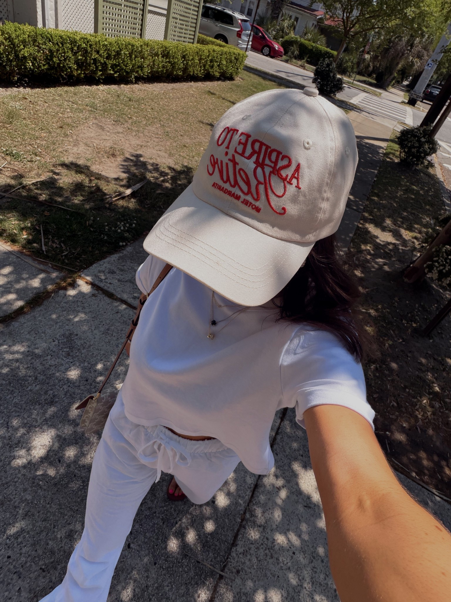 Outfit I wore in Charleston for a walk & coffee ☕️ wearing XXS in these white linen pants — one of my favorite recent purchases. Come in multiple colors! 

summer outfit, spring casual outfit, white tee, white linen pants, trucker hat, walk outfit, comfortable cute outfit 

#LTKSeasonal #LTKootd #LTKPetite